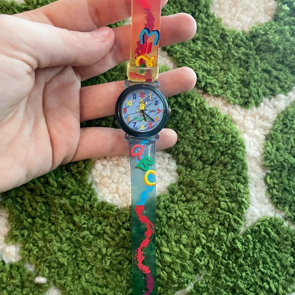 Vintage 90s Colorful Crayon Kids Watch